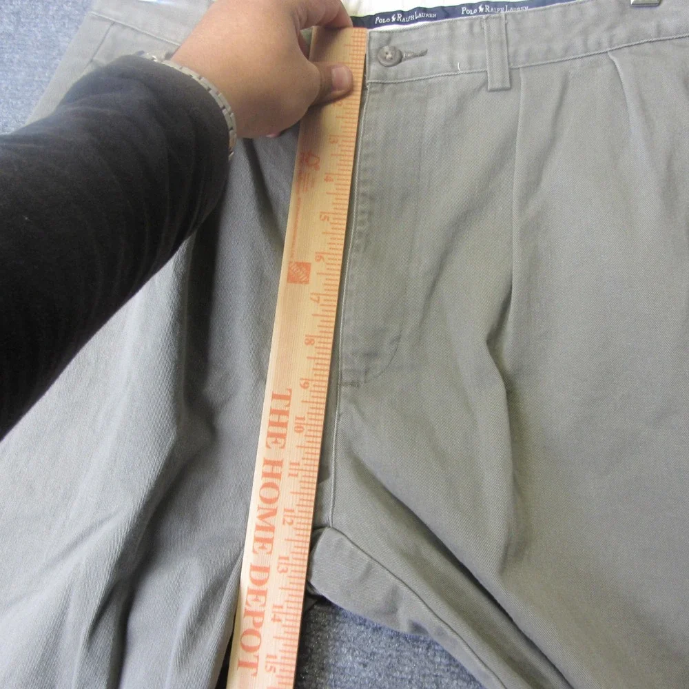 Polo Ralph Lauren Pleated Chino Pants Mens 32x30 Gray Khaki Classic Casual VTG